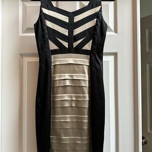 Cache Black and Champagne Bodycon Dress